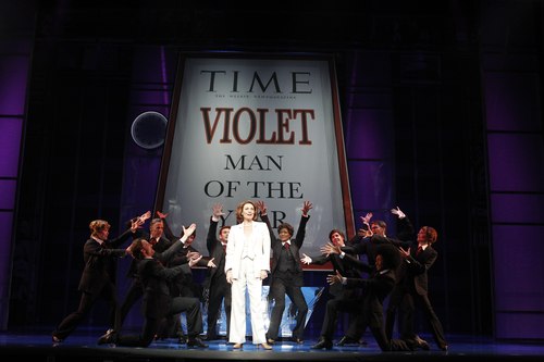 Dee Hoty as Violet Newstead and the Cast of 9 to 5: The Musical.