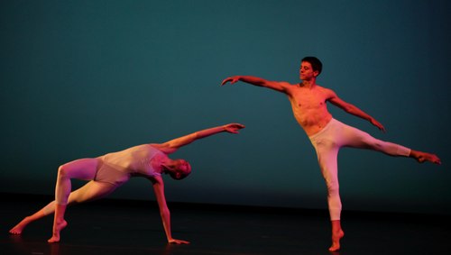IU Senior Dance Major Laura Hunter and IU Dance Faculty Member Justin Zuschlag perform in Bella Lewitzky's 'Suite Satie'. The reconstruction of this work was supported by the NEA, American Masterpieces.