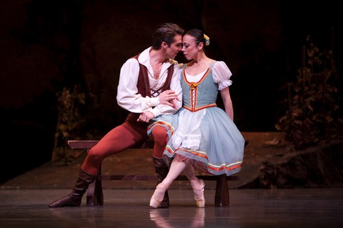 Pacific Northwest Ballet principal dancers Lucien Postlewaite as Albrecht, and Kaori Nakamura as Giselle, in PNB's world premiere staging of Giselle.