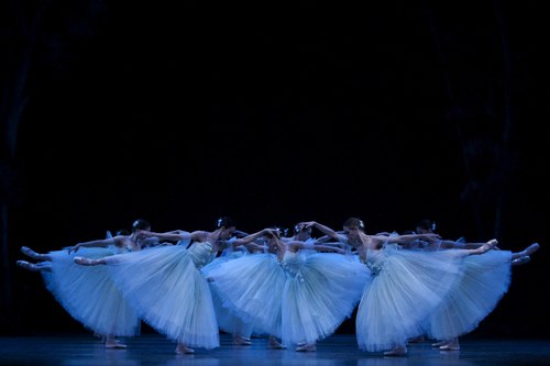 Pacific Northwest Ballet company dancers as the ghostly Wilis in PNB's world premiere staging of Giselle.