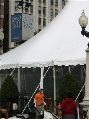 Park Grill Sign and Marathon Tent