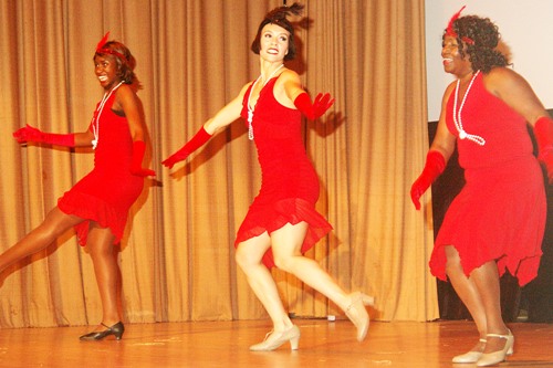 Atiya El-Amin, Beatriz Vasquez, and Adunni McPherson dance Charleston