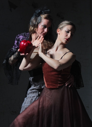Brooke Wesner as the wicked stepmother and Jennifer Safonovs as Snow White in Neos Dance Theatre's 'Snow White and the Magic Mirror: A Grimm Tale'.
