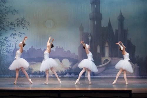 Swan corps dancers in in Olmsted Performing Arts' 'Swan Lake.'