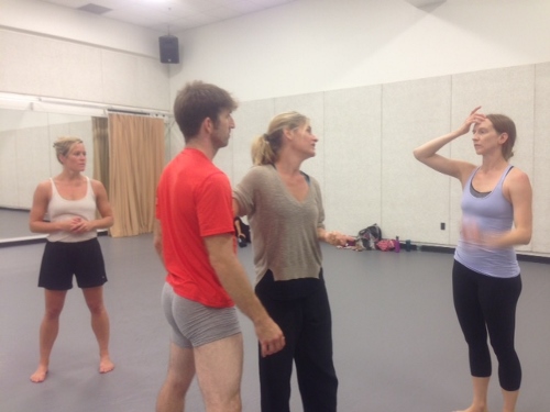 Choreographer Kate Weare (center) in rehearsal with GroundWorks DanceTheater dancers on 'Far and Near.'