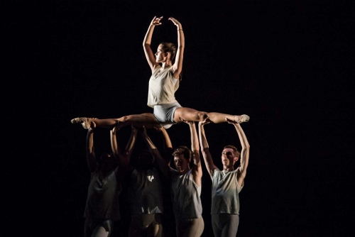 Anna Barnes aloft with other IU Ballet Theater dancers in Twyla Tharp's “Surfer at the River Styx.”
