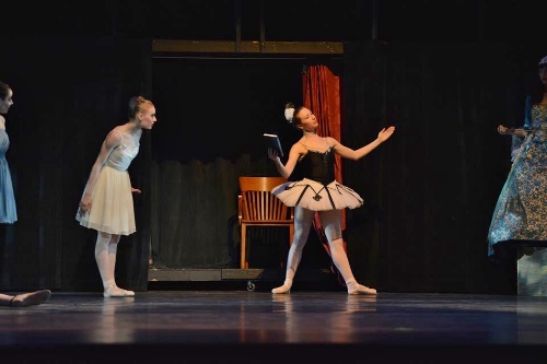 Cleveland Ballet's Lauren Stenroos as Swanilda (L) and Elena Cvetkovich as Coppélia (R) in Ramón Oller's 'Coppélia.'