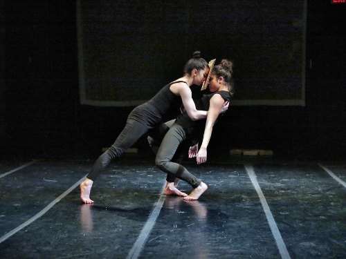 'Terra dei Fuochi / Land of Fires', presented by La MaMa, choreographed and directed and by Bianca Falco (Napoli, Campania - NYC) and composed by Alberto Falco (Napoli, Campania). L-R: Laura Orfanelli, Bianca Delli Priscoli.