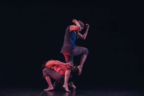 (L to R) Antaeus Dance's Melissa Knestaut Ajayi and Shannon Sefcik in Joan Meggitt's 'Mercy.'