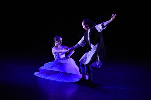 Dancers Kelsey Landers (left) and Junji Dezaki (right) perform Foreign Tails.