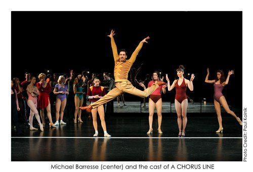 Michael Baresse (center) and the cast of A Chorus Line
