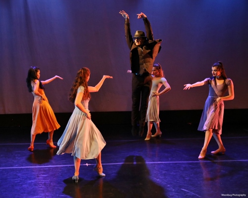 (L to R) Abigail Bixler, Jessica Miller, Riley Horton, Rowan Allegra & Sierra Levin performing Aspects of Andy, featuring the choreography of Joshua Bergasse, during Indianapolis Ballet’s 'New Works Showcase'.