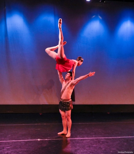 Yoshiko Kamikusa and Christopher Lingner performing Diana & Actaeon, featuring choreography by Agrippina Vaganova, during Indianapolis Ballet’s 'New Works Showcase'.