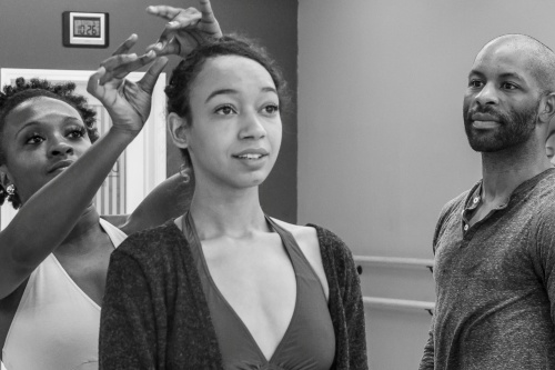 (L - R) Dijon Kirkland, Kassandra Lee and Domonique Glover in a rehearsal of Ballet Legato's 'Red Riding Hood & the White Witches'.
