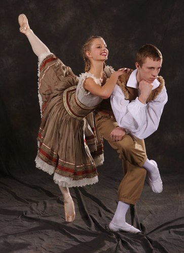 Brad Robison as Hansel and Hannah Wright as Gretel in the Creer-King ballet <i>Hansel and Gretel</i> with costumes by Tutus Divine