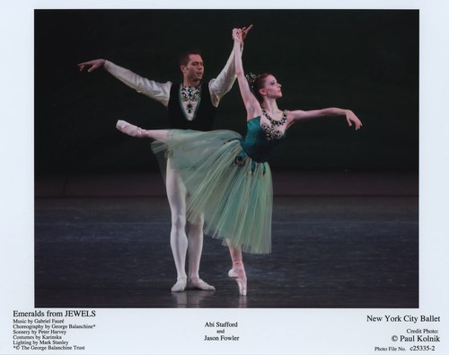 NYCB's Abi Stafford and Jason Fowler in Emeralds from Jewels
