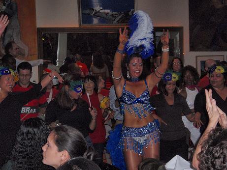 Marizete performing a Carnival Samba with the Manhattan Samba band.