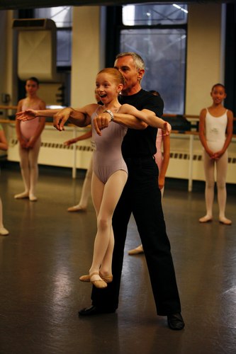A young student with Franco Da Vita at the Jacqueline Kennedy Onassis School (American Ballet Theatre's new school)
