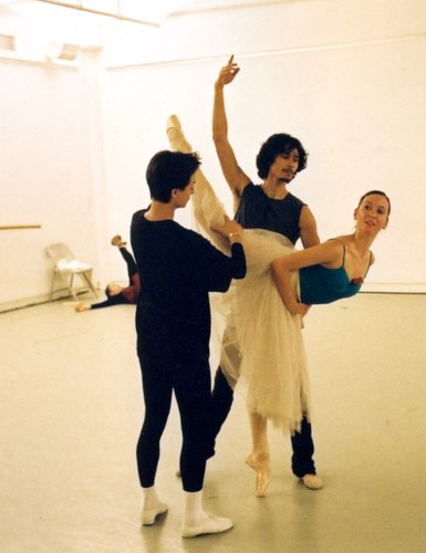 Here's Cesar Morales of Chile and partner Ludmila Pagliero of Argentina being coached in Bournonville's 'Kermesse in Bruges' pas de deux by Eva Kloborg of the Royal Danish Ballet.  Morales won a Gold Medal, and Pagliero received a Silver and the Igor Youskevitch Award (a one-year contract with ABT) in 2003. Ludmilla is now with the Paris Opera Ballet