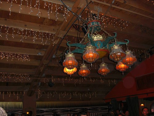 Salsa at the Monsoon Cafe The chandelier