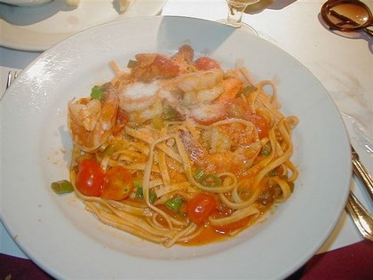 Homemade Fettucine in Tomato Wine Sauce with Shrimps and Lobster