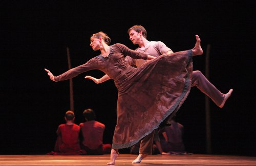 Houston Ballet's program: Of An Era Ballet: Jardi Tancat choreographed by Nacho Duato Dancers: Kelly Myernick and Ian Casady 
