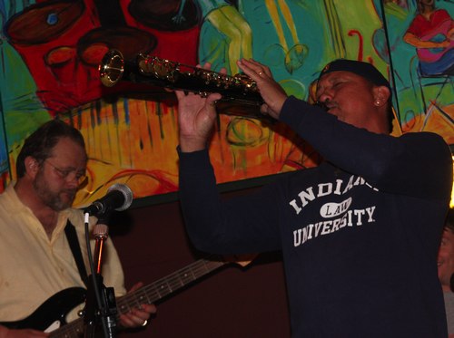 David Baas (at left) and Nelson Batalon (on the right) - musicians on Blues Jam night at The Pub