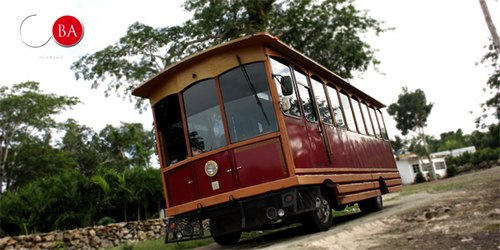 The Mayan Express uses a rolling trolley for transportation